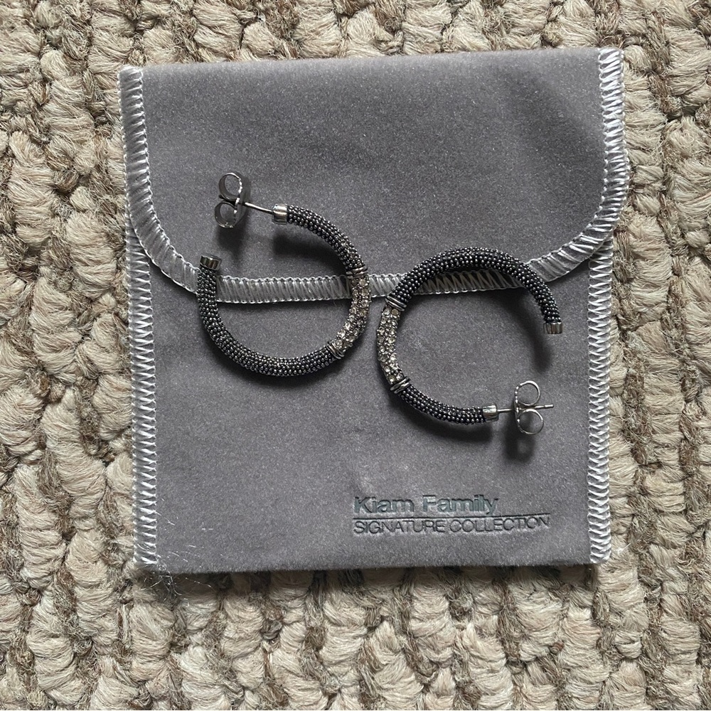 Vintage Silver Bejeweled Hoop Earrings [BUNDLE DISCOUNT]